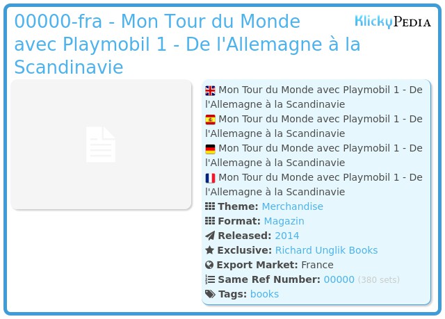 Playmobil 00000-fra - Mon Tour du Monde avec Playmobil 1 - De l'Allemagne à la Scandinavie