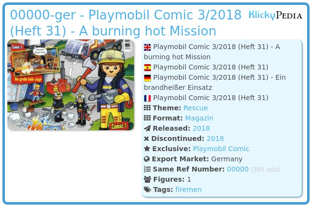 Playmobil 00000-ger - Playmobil Comic 3/2018 (Heft 31) - A burning hot Mission