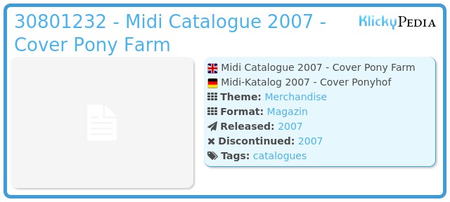 Playmobil 30801232 - Midi Catalogue 2007 - Cover Pony Farm