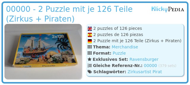 Playmobil 0000 - 2 Puzzle mit je 126 Teile (Zirkus + Piraten)