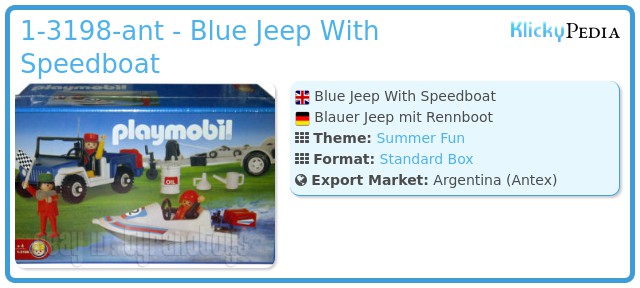 Playmobil 1-3198-ant - Blue Jeep With Speedboat