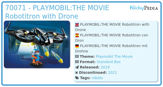 Playmobil THE MOVIE 70071 Robotitron mit Drohne 