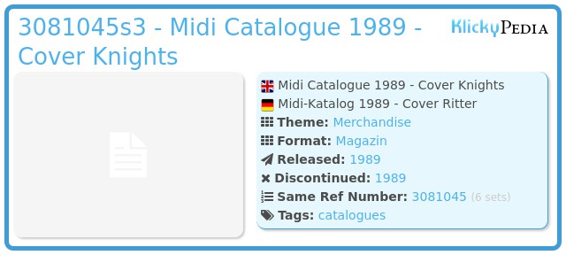Playmobil 3081045s3 - Midi Catalogue 1989 - Cover Knights