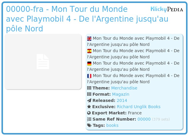 Playmobil 00000-fra - Mon Tour du Monde avec Playmobil 4 - De l'Argentine jusqu'au pôle Nord
