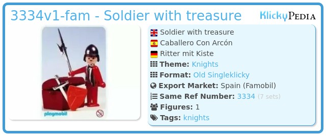 Playmobil 3334v1-fam - Soldier with treasure