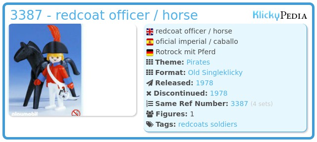 Playmobil 3387 - redcoat officer / horse