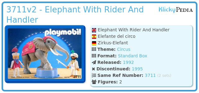 Playmobil 3711v2 - Elephant With Rider And Handler