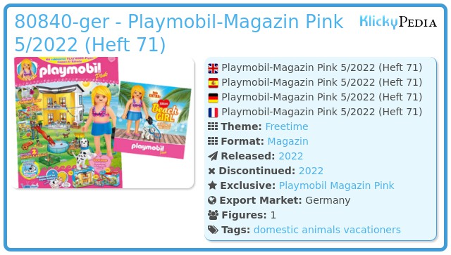 Playmobil 80840-ger - Playmobil-Magazin Pink 5/2022 (Heft 71)