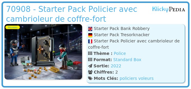 Playmobil 70908 - Starter Pack Policier avec cambrioleur de coffre-fort