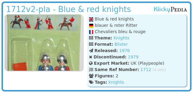 Playmobil 1712v2-pla - Blue & red knights