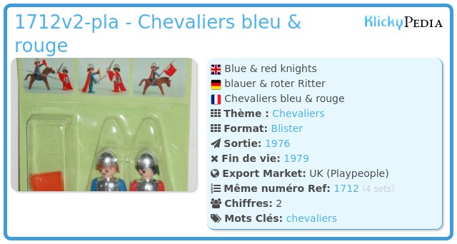 Playmobil 1712v2-pla - Chevaliers bleu & rouge