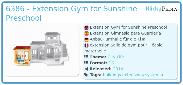 Extension gym for Sunshine Preschool Playmobil 6386 