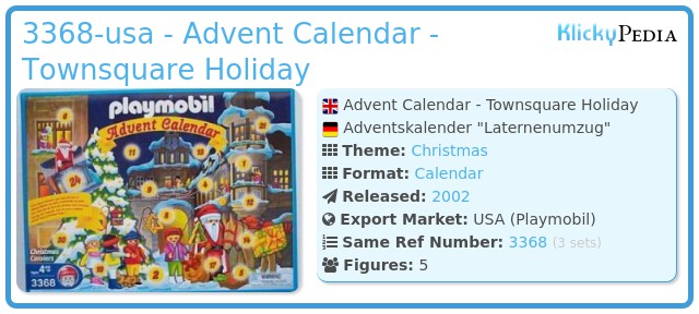 Playmobil 3368-usa - Advent Calendar - Townsquare Holiday