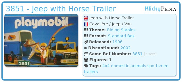 Playmobil 3851 - Jeep with Horse Trailer