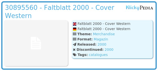 Playmobil 30895560 - Faltblatt 2000 - Cover Western