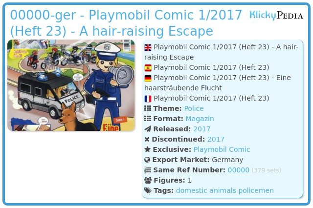Playmobil 00000-ger - Playmobil Comic 1/2017 (Heft 23) - A hair-raising Escape