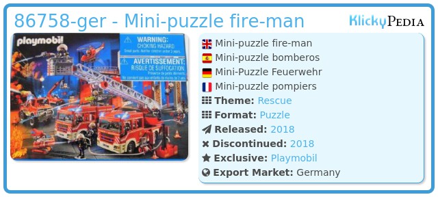 Playmobil 86758-ger - Mini-puzzle fire-man