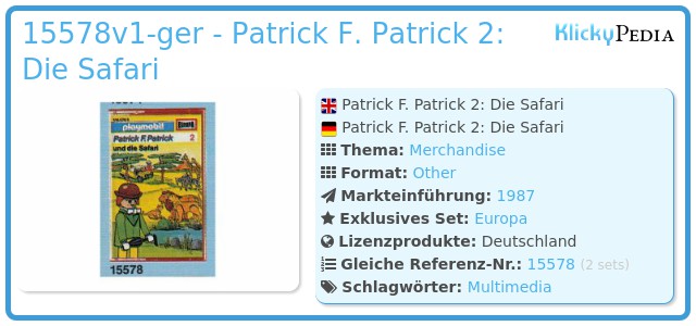 Playmobil 15578v1-ger - Patrick F. Patrick 2: Die Safari