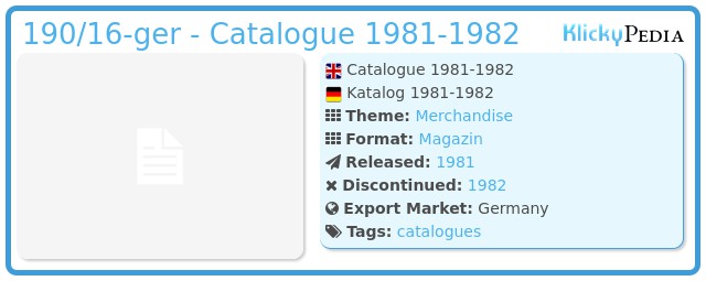 Playmobil 190/16-ger - Catalogue 1981-1982