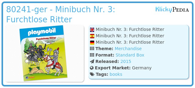 Playmobil 80241-ger - Minibuch Nr. 3: Furchtlose Ritter