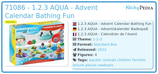 Playmobil 71086 - 1.2.3 AQUA - Advent Calendar Bathing Fun