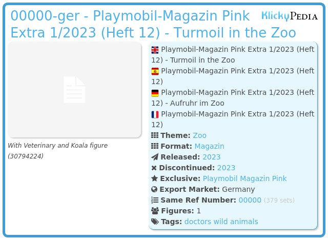 Playmobil 00000-ger - Playmobil-Magazin Pink Extra 1/2023 (Heft 12) -  Turmoil in the Zoo