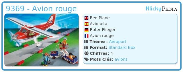 Playmobil 9369 - Avion rouge