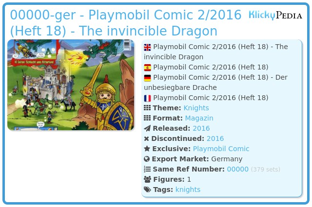 Playmobil 00000-ger - Playmobil Comic 2/2016 (Heft 18) - The invincible Dragon