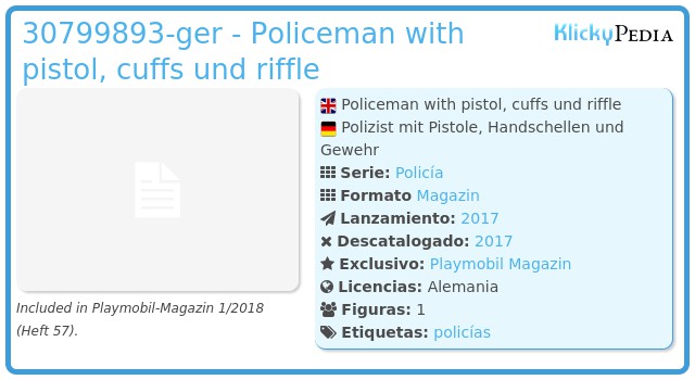 Playmobil 30799893-ger - Policeman with pistol, cuffs und riffle