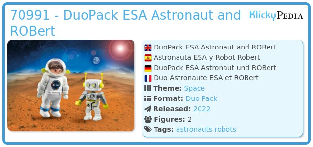 Playmobil 70991 - DuoPack ESA Astronaut and ROBert