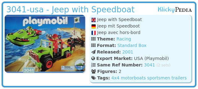 Playmobil 3041-usa - Jeep with Speedboat
