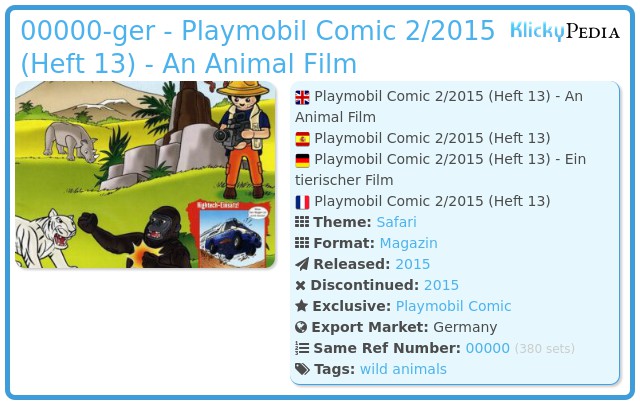 Playmobil 00000-ger - Playmobil Comic 2/2015 (Heft 13) - An Animal Film