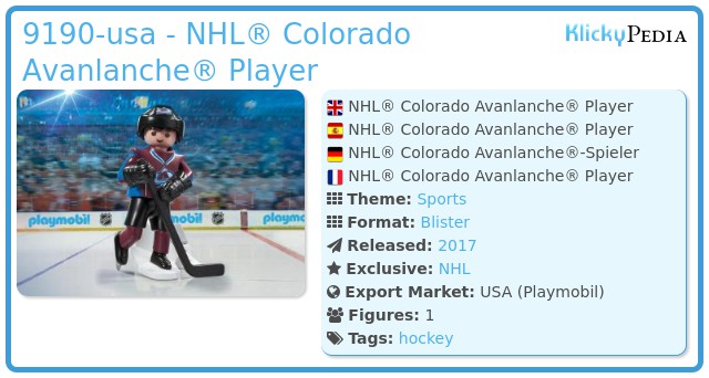 Playmobil 9190-usa - NHL® Colorado Avanlanche® Player