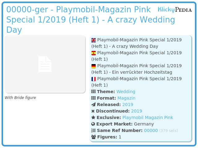 Playmobil 00000-ger - Playmobil-Magazin Pink Special 1/2019 (Heft 1) - A crazy Wedding Day