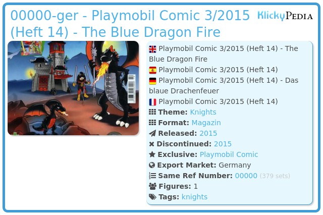 Playmobil 00000-ger - Playmobil Comic 3/2015 (Heft 14) - The Blue Dragon Fire