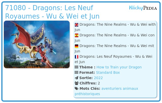Playmobil 71080 - Dragons: The Nine Realms - Wu & Wei avec Jun