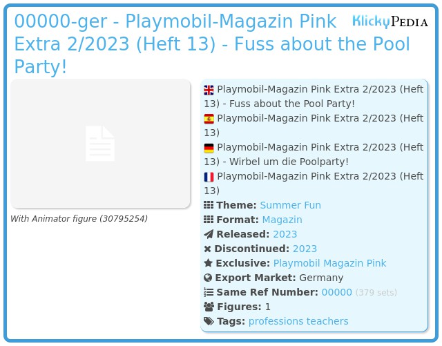 Playmobil 00000-ger - Playmobil-Magazin Pink Extra 2/2023 (Heft 13) - Fuss about the Pool Party!