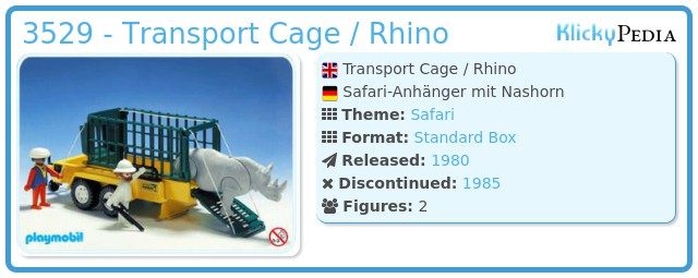 Playmobil 3529 - Transport Cage / Rhino