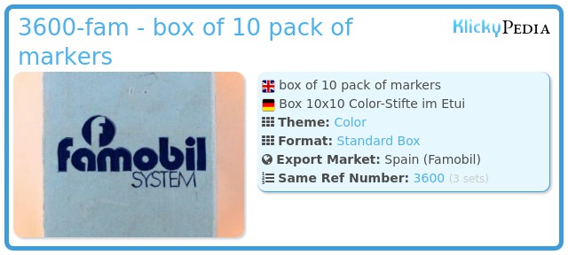 Playmobil 3600-fam - box of 10 pack of markers