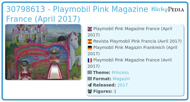 Playmobil 30798613 - Playmobil Pink Magazine France (April 2017)
