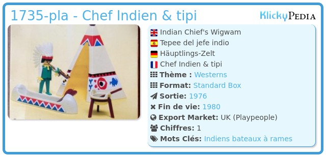 Playmobil 1735-pla - Chef Indien & tipi