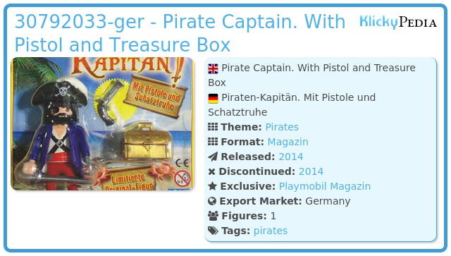 Playmobil 30792033-ger - Pirate Captain. With Pistol and Treasure Box