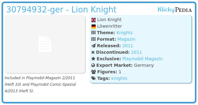Playmobil 30794932-ger - Lion Knight