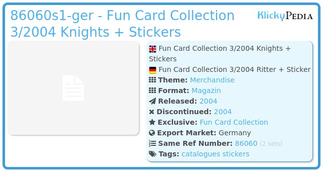 Playmobil 86060s1-ger - Fun Card Collection 3/2004 Knights + Stickers