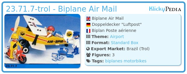 Playmobil 23.71.7-trol - Biplane Air Mail