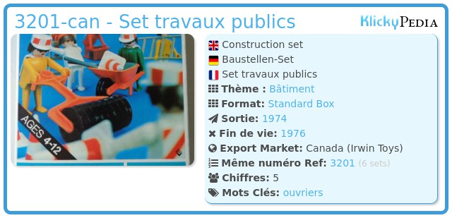 Playmobil 3201-can - Set travaux publics