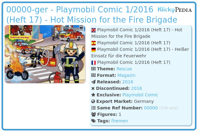 Playmobil 00000-ger - Playmobil Comic 1/2016 (Heft 17) - Hot Mission for the Fire Brigade