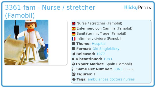 Playmobil 3361-fam - Nurse / stretcher (Famobil)