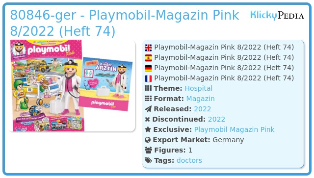 Playmobil 80846-ger - Playmobil-Magazin Pink 8/2022 (Heft 74)