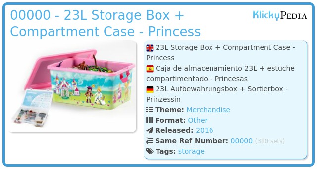 Playmobil 00000 - 23L Storage Box + Compartment Case - Princess